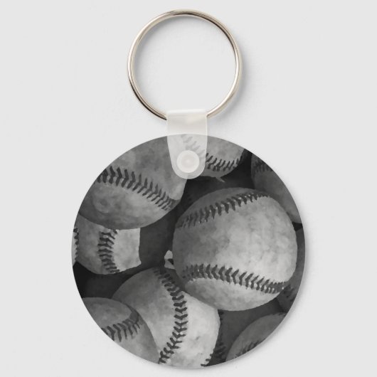 Porte-clés Baseball noir et blanc (Recto)