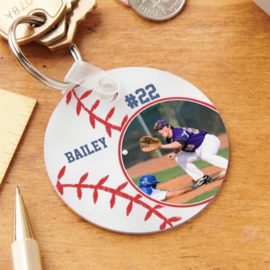 Porte-clés Baseball Pin Nom Jersey Numéro Photo