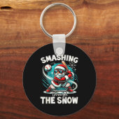 Porte-clés Baseball Player Christmas Santa, Smashing Through (Recto)