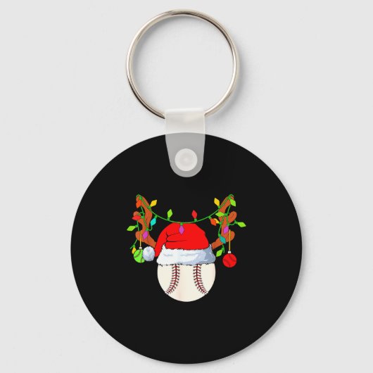 Porte-clés Baseball Reindeer Santa Hat Christmas (Recto)