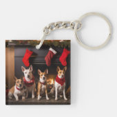 Porte-clés Basenji au coin du feu de Noël (Dos)