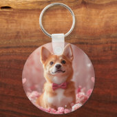 Porte-clés Basenji avec Rose - Saint Valentin (Verso)