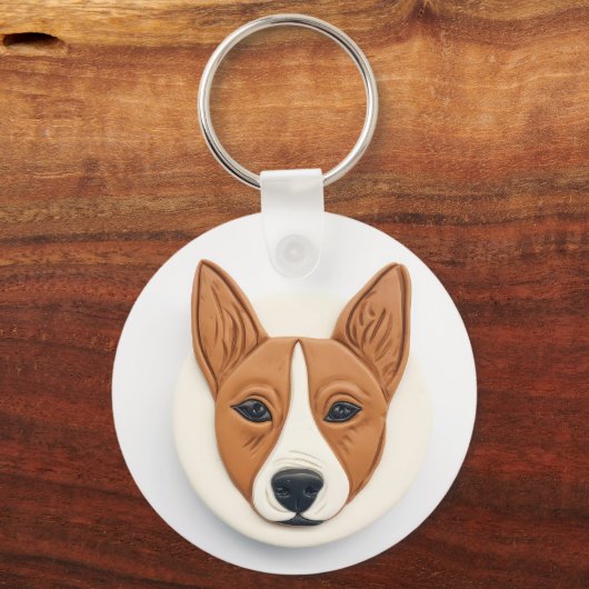 Porte-clés Basenji Chien 3D Inspiré (Recto)