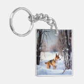 Porte-clés Basenji Qu'il neige Noël (Devant gauche)