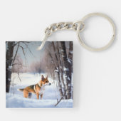 Porte-clés Basenji Qu'il neige Noël (Dos)