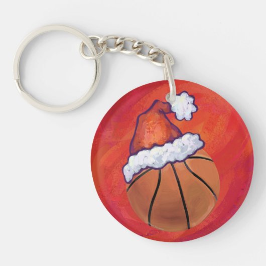 Porte-clés Basket-ball à Santa Hat (Devant)