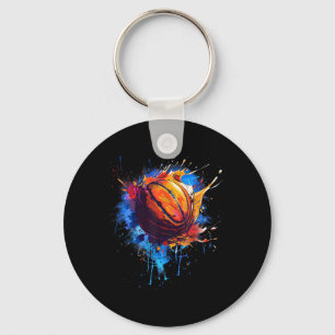Porte-clés Basket-ball Aquarelle Dessin Basket-ball L