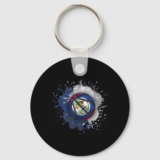 Porte-clés Basket-ball avec drapeau du Belize (Recto)