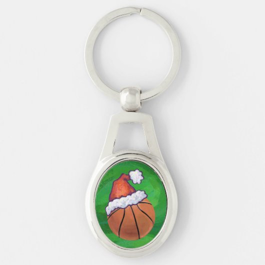 Porte-clés Basket-ball de Santa Hat sur Green (Devant)