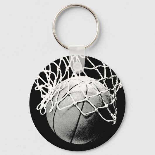 Porte-clés Basket-ball noir et blanc (Recto)