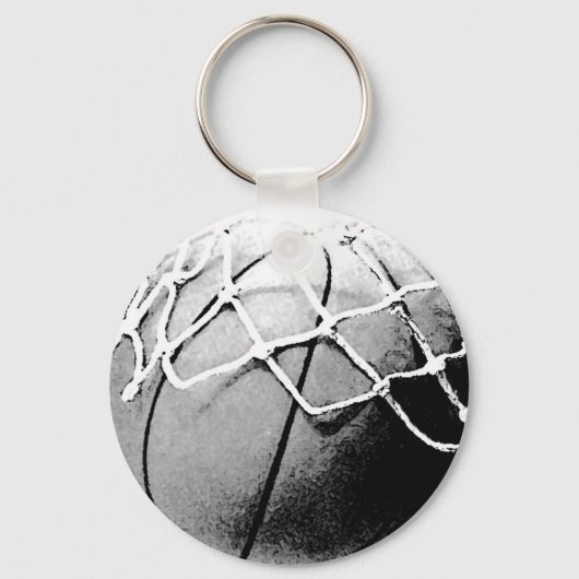 Porte-clés Basket-ball noir et blanc, Hoop, Porte - clé net (Recto)