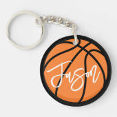 Porte-clés Basket-ball noir orange nom personnalisé (Devant)