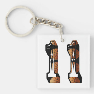 Porte-clés Basket-Ball Orange Et Noir Numéro 11,