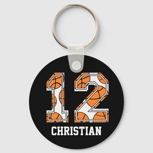 Porte-clés Basket-ball personnalisé numéro 12 (Recto)