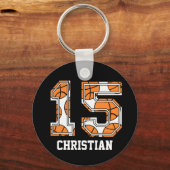 Porte-clés Basket-ball personnalisé numéro 15 (Recto)
