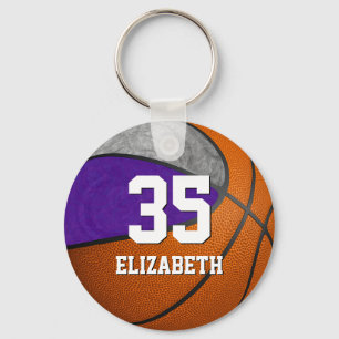 Porte-clés basket-ball violet gris filles école couleurs