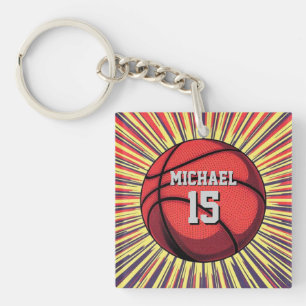 Porte-clés Basket-ball Votre nom Pop Art