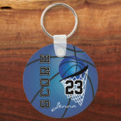 Porte-clés Basket bleu foncé personnalisé (Verso)