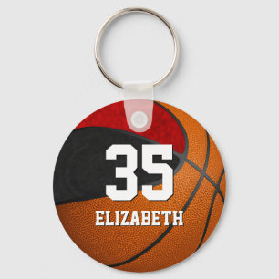 Porte-clés basket noir rouge filles école couleurs