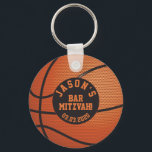 Porte-clés Basketball Bar Mitzvah Favoriser Porte - clé orang<br><div class="desc">Personnalisé orange et noir basketball Bar Mitzvah merci pour le porte - clé. Personnalisé avec le nom de votre fils et la date de Bar Mitzvah.</div>