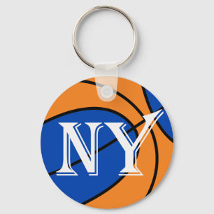 Porte-clés basketball orange bleu new york