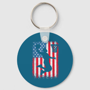 Porte-clés Basketball Patriotique Américain 4 Juillet Drapeau