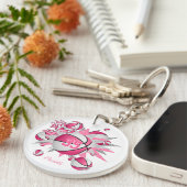 Porte-clés basketball rose étoiles maillot d'athlète numéro (Devant droit)