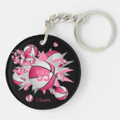 Porte-clés basketball rose étoiles maillot d'athlète numéro (Dos)