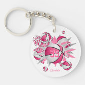 Porte-clés basketball rose étoiles maillot d'athlète numéro (Devant)