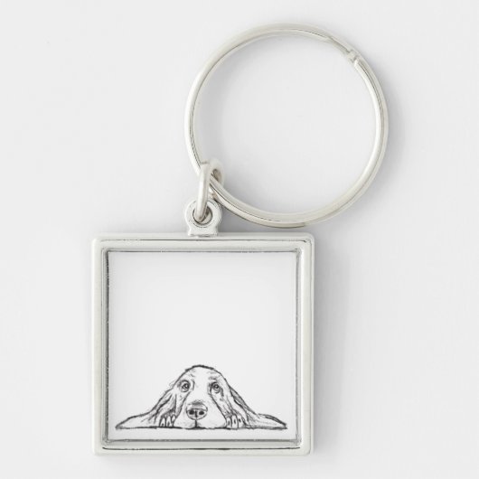 Porte-clés basset blanc (Devant)