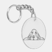 Porte-clés basset blanc (Devant gauche)