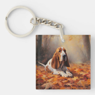 Porte-clés Basset Hound à l'automne Leaves automne Inspire