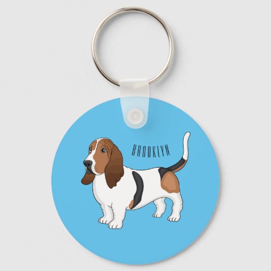 Porte-clés Basset hound dessin de chien (Recto)