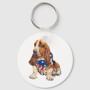Porte-clés Basset Hound Patriotique américain