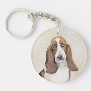 Porte-clés Basset Hound Peinture - Cute Original Chien Art