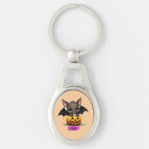 Porte-clés Bat adorable sur Citrouille mignonne Halloween Déc