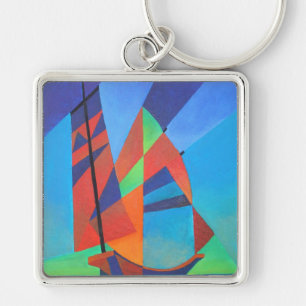 Porte-clés Bateau Abstrait Art Junk contre Deep Blue Sky