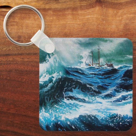 Porte-clés Bateau dans la mer dans la tempête (Recto)