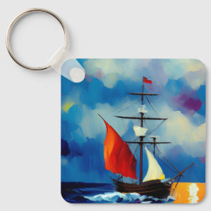 Porte-clés Bateau dans la nuit