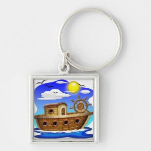 Porte-clés Bateau de pêche dessin animé