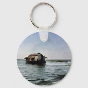Porte-clés Bateau-maison au Kerala dans la lagune d'eau de