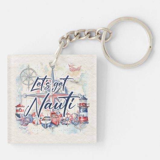 Porte-clés Bateau marin "Let's Get Nauti" (Dos)