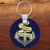 Porte-clés Bateau personnalisable Capitaine Votre nom Ancre (Recto)