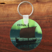 Porte-clés Bateau Viking Sous Lumière Du Nord (Recto)