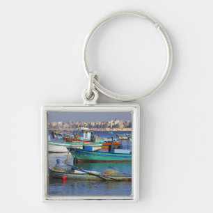 Porte-clés Bateaux de pêche colorés dans le port de