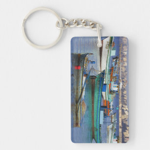 Porte-clés Bateaux de pêche colorés dans le port de