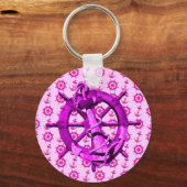 Porte-clés Bateaux Nautiques Roses Roue Et Ancre (Recto)