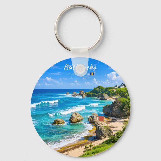 Porte-clés Bathsheba, Barbade - Côte de plage tropicale (Recto)