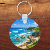 Porte-clés Bathsheba, Barbade - Côte de plage tropicale (Verso)