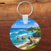 Porte-clés Bathsheba, Barbade - Côte de plage tropicale (Recto)